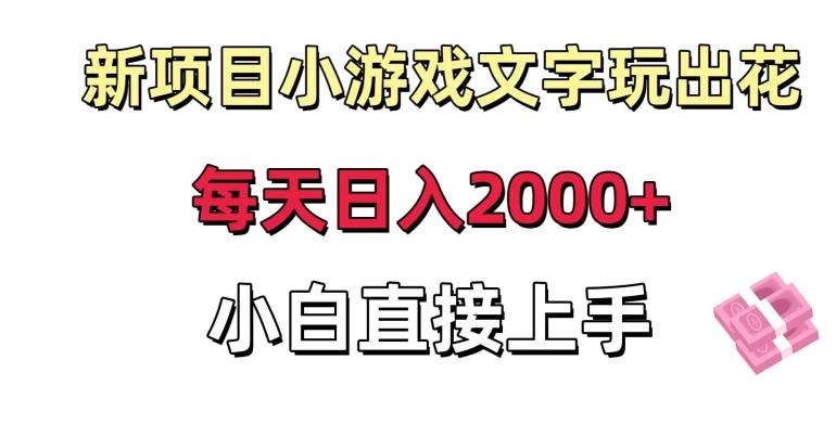 新项目小游戏文字玩出花日入2000+，每天只需一小时，小白直接上手【揭秘】-易创网
