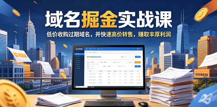 域名交易掘金实战课，低价收购过期域名，并快速高价转售，賺取丰厚利润【原创双语字幕】-易创网