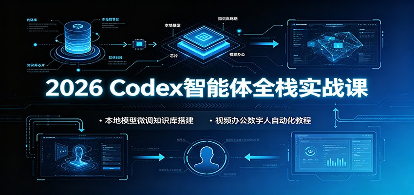 2026 Codex智能体全栈实战课：本地模型微调知识库搭建，视频办公数字人自动化教程-易创网