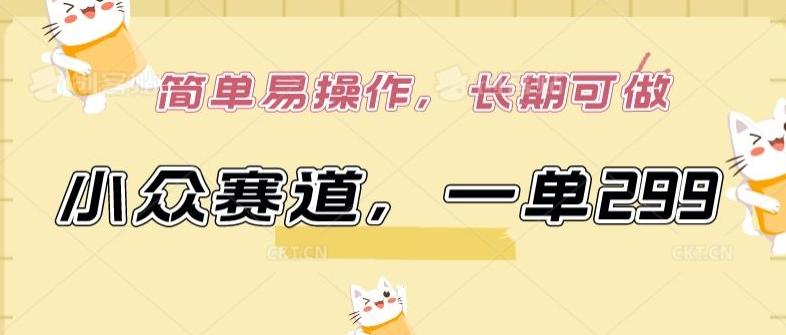 小众赛道，一单299.简单易操作，长期可做【揭秘】网赚项目-副业赚线-互联网创业-资源整合易创网