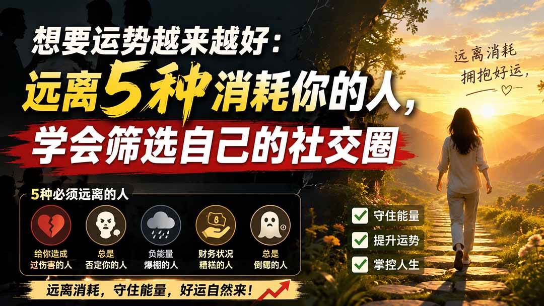 （19965期）付费文章：想要运势越来越好：远离5种消耗你的人，学会筛选自己的社交圈-易创网
