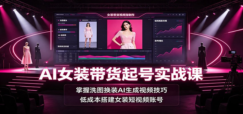 AI女装带货起号实战课：掌握洗图换装AI生成视频技巧，低成本搭建女装短视频账号-易创网
