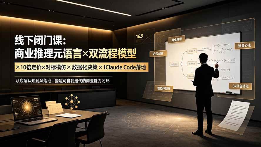 （19381期）线下闭门课：商业推理元语言×双流程模型×10倍定价×对标模仿×数据化决策×Claude Code落地，击穿认知盲区-易创网