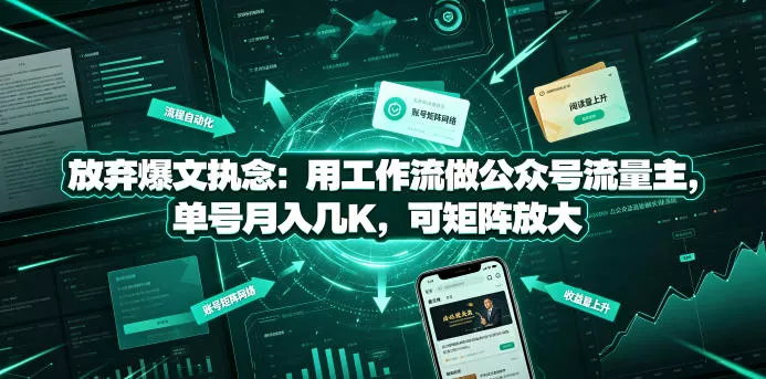 放弃爆文执念：用工作流做公众号流量主，单号月入几K，可矩阵放大-易创网