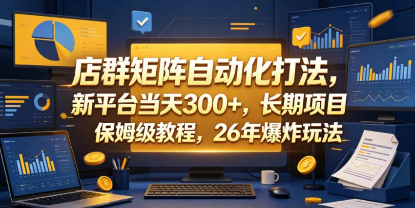 店群矩阵自动化打法，新平台当天300+，长期项目，保姆级教程，26年爆炸玩法【揭秘】-易创网