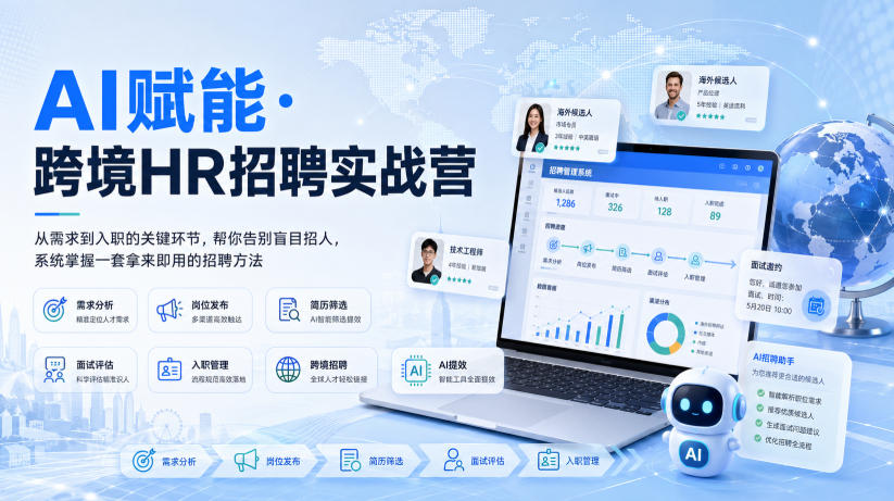 AI赋能·跨境HR招聘实战营，从需求到入职的关键环节，帮你告别盲目招人，系统掌握一套拿来即用的招聘方法-易创网