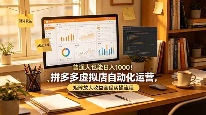 （19022期）普通人也能日入 1000！拼多多虚拟店自动化运营，矩阵放大收益全程实操流程-易创网