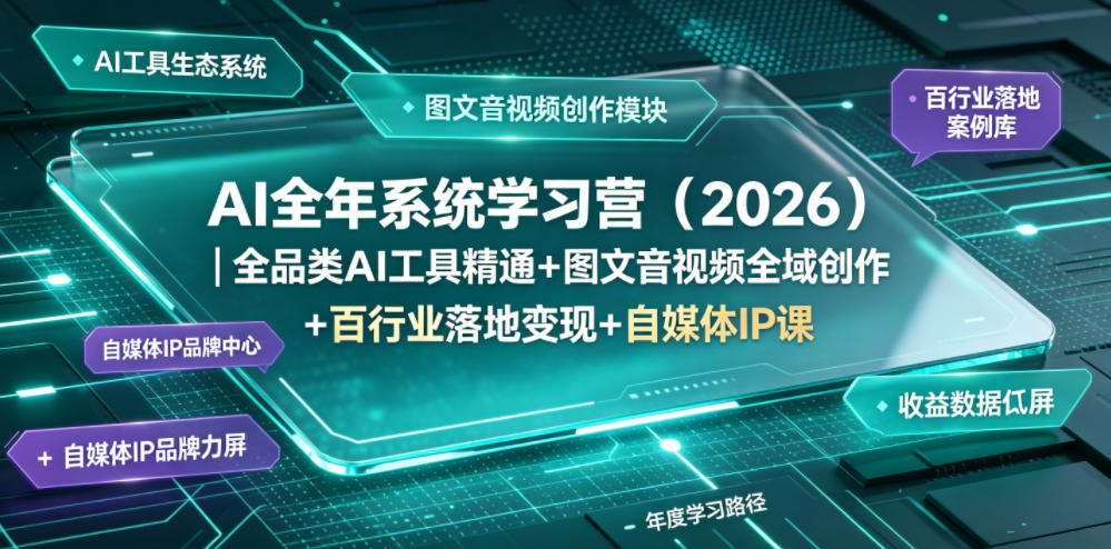 AI全年系统学习营（2026）｜全品类AI工具精通+图文音视频全域创作+百行业落地变现+自媒体IP打造年度进阶大课-易创网
