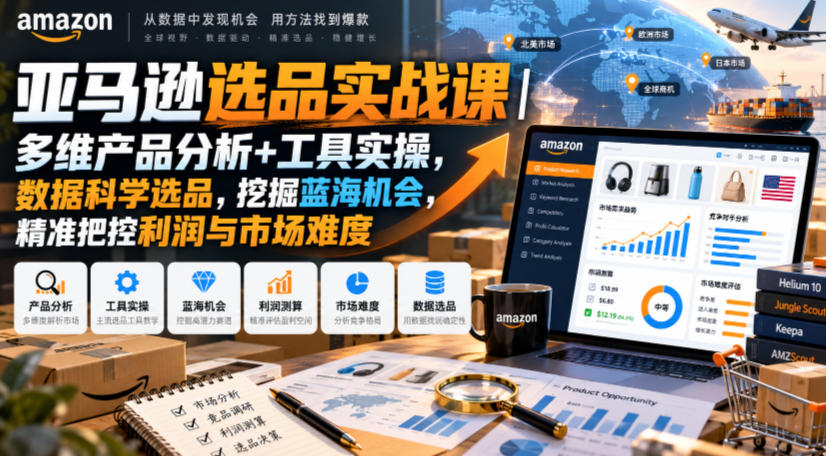 亚马逊选品实战课｜多维产品分析+工具实操，数据科学选品，挖掘蓝海机会，精准把控利润与市场难度-易创网
