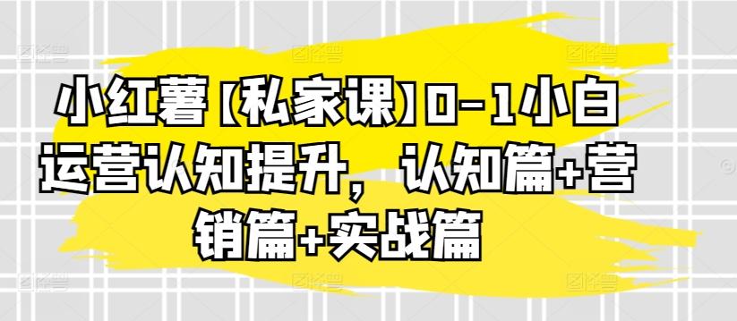 小红薯【私家课】0-1小白运营认知提升，认知篇+营销篇+实战篇-易创网