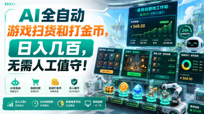 AI全自动游戏扫货和打金币，日入几百，无需人工值守！【揭秘】-易创网