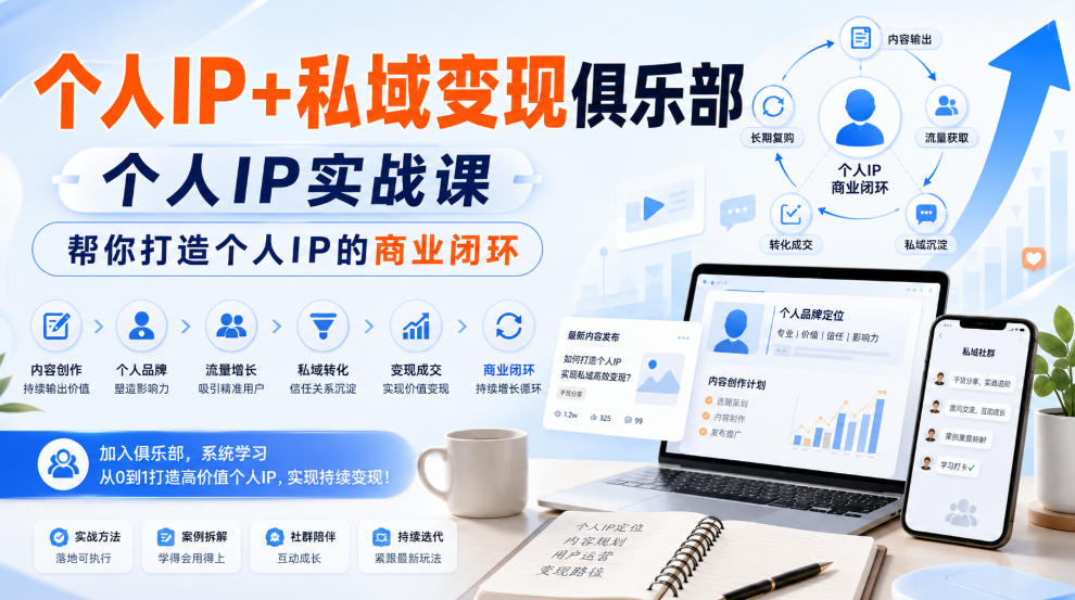 个人IP+私域变现俱乐部，个人IP实战课，帮你打造个人IP的商业闭环-易创网
