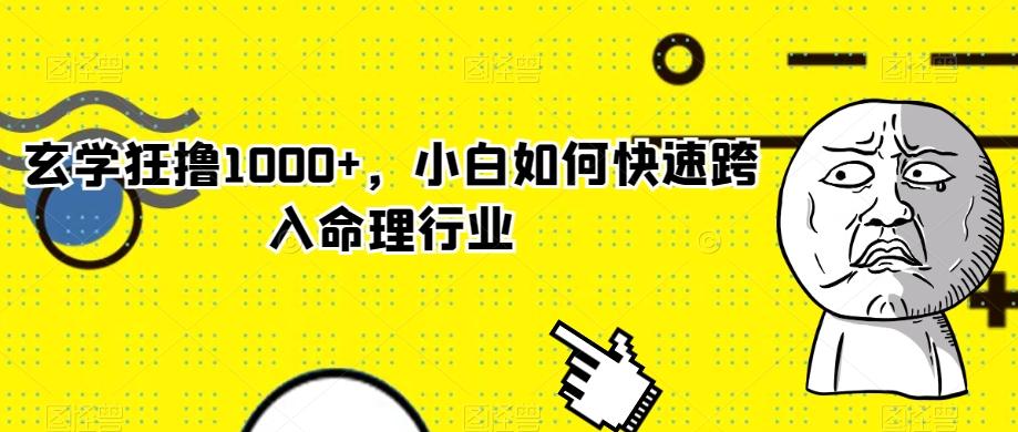 玄学狂撸1000+，小白如何快速跨入命理行业-易创网