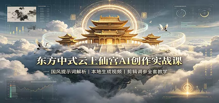 东方中式云上仙宫AI创作实战课：国风提示词解析，本地生成视频，剪辑调参全套教学-易创网