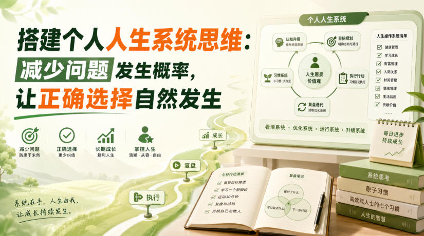 付费文章：搭建个人人生系统思维：减少问题发生概率，让正确选择自然发生-易创网