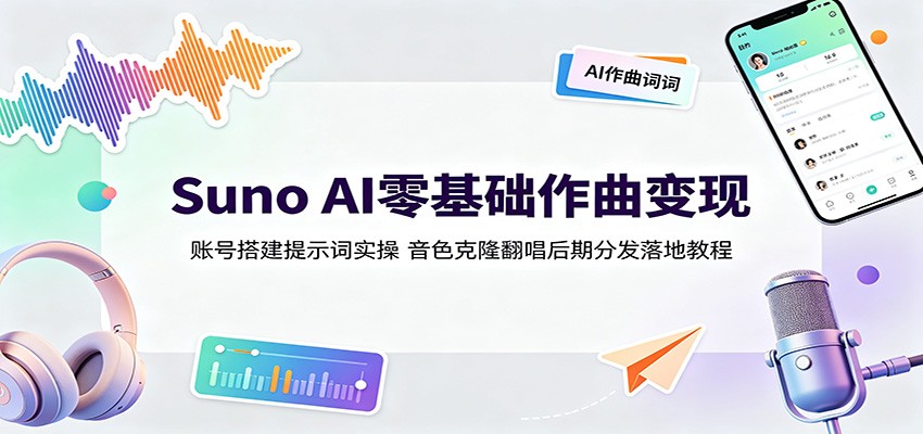 Suno AI零基础作曲变现：账号搭建提示词实操，音色克隆翻唱后期分发落地教程-易创网