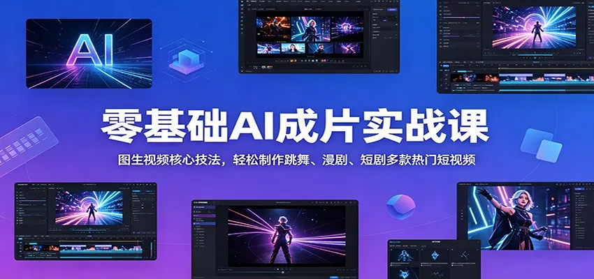 零基础AI成片实战课：图生视频核心技法，轻松制作跳舞、漫剧、短剧多款热门短视频-易创网