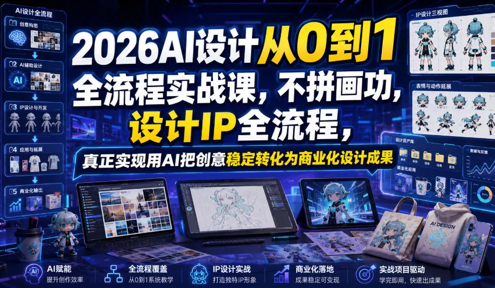 2026AI设计从0到1全流程实战课，不拼画功，设计IP全流程，真正实现用AI把创意稳定转化为商业化设计成果-易创网