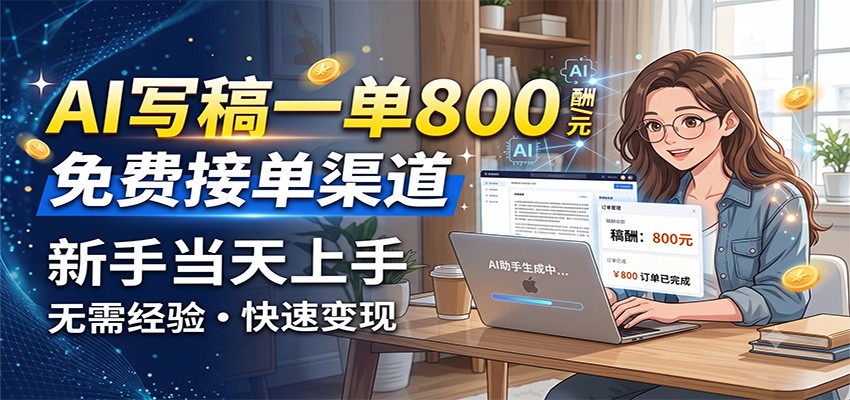 AI写稿一单800，免费接单渠道，一单一结几十到上千，新手当天上手-易创网