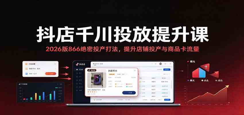 抖店千川投放提升课：2026版866绝密投产打法，提升店铺投产与商品卡流量-易创网