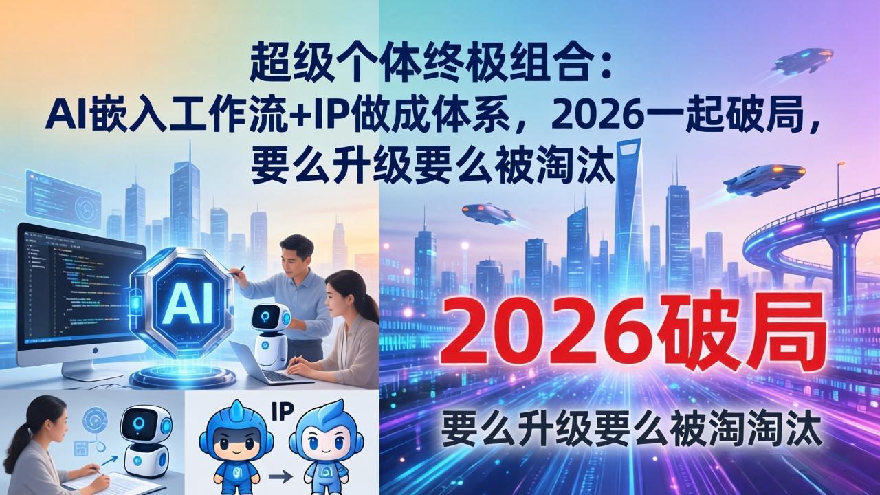 超级个体终极组合：AI嵌入工作流+IP做成体系，2026一起破局，要么升级要么被淘汰-易创网