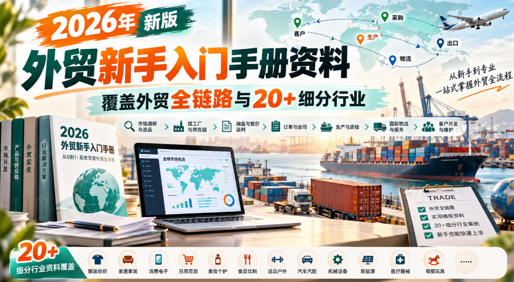 2026年新版外贸新手入门手册资料，覆盖外贸全链路与20+细分行业-易创网