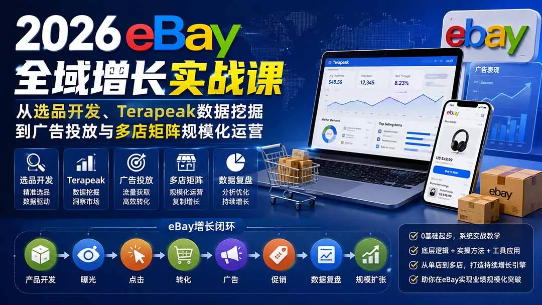 2026-Vincent eBay全域增长实战课-无水印：从选品开发、Terapeak数据挖掘到广告投放与多店矩阵规模化运营-易创网