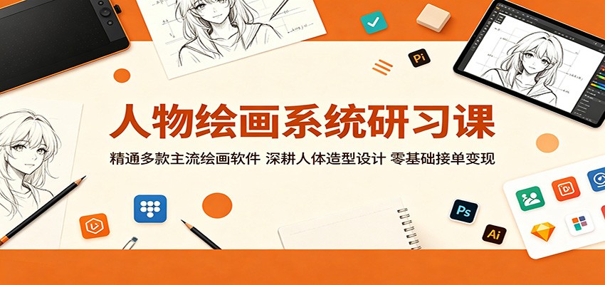 人物绘画系统研习课：精通多款主流绘画软件，深耕人体造型设计，零基础接单变现-易创网