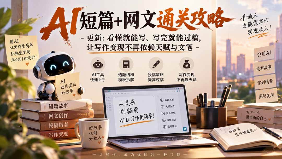 （20861期）AI短篇+网文通关攻略-更新1009：看懂就能写、写完就能过稿，让写作变现不再依赖天赋与文笔-易创网