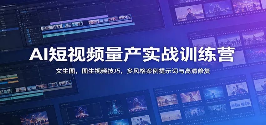 AI短视频量产实战训练营：文生图，图生视频技巧，多风格案例提示词与高清修复-易创网