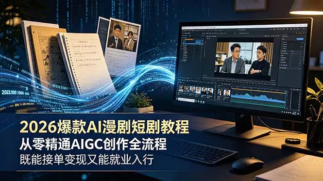 2026 爆款 AI 漫剧短剧教程 从零精通 AIGC 创作全流程 既能接单变现又能就业入行-易创网