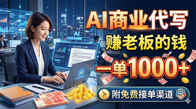 （18444期）AI商业代写，赚老板的钱，一单1000+，附免费接单渠道-易创网