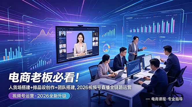 （18845期）电商老板必看！人货场搭建+排品设计+素材创作+团队搭建，2026视频号直播全链路运营-易创网