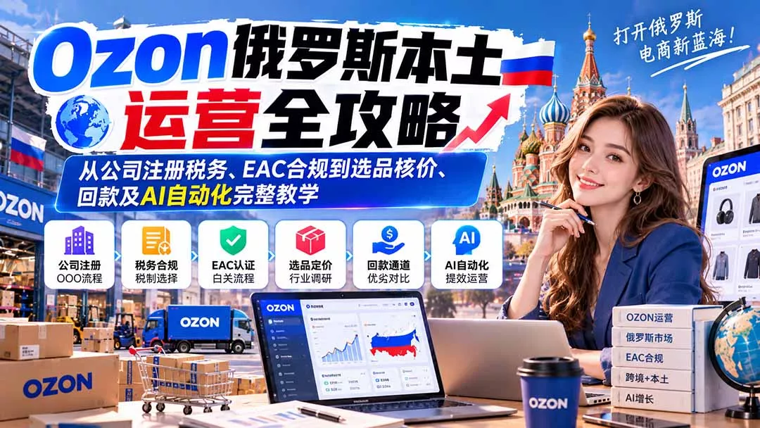 Ozon俄罗斯本土运营全攻略：从公司注册税务、EAC合规到选品核价、回款及AI自动化完整教学-易创网