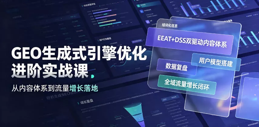 GEO生成式引擎优化进阶实战课｜EEAT+DSS双驱动内容体系、用户模型搭建、数据复盘、全域流量增长闭环落地教程-易创网