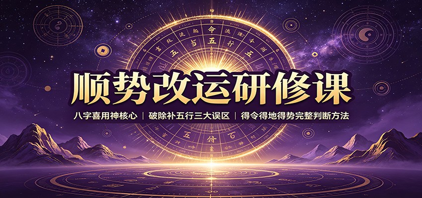 顺势改运研修课：八字喜用神核心，破除补五行三大误区，得令得地得势完整判断方法-易创网