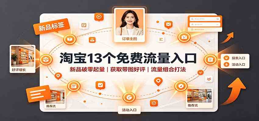 淘宝13个免费流量入口：新品破零起量，获取带图好评，流量组合打法-易创网