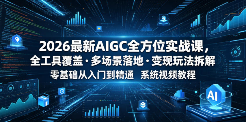 2026最新AIGC全方位实战课，全工具覆盖・多场景落地・变现玩法拆解，零基础从入门到精通系统视频教程-易创网