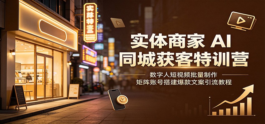 实体商家AI同城获客特训营：数字人短视频批量制作，矩阵账号搭建爆款文案引流教程-易创网