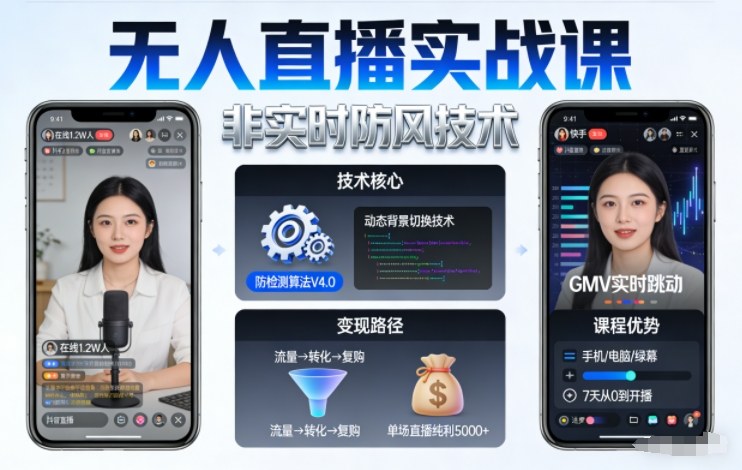 宝子哥无人直播实战课，非实时防风技术，聚焦抖音快手等平台直播带货，轻松开启直播变现之路（更新2026年08月06日）-易创网