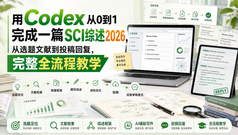 用Codex从0到1完成一篇SCI综述2026，从选题文献到投稿回复，完整全流程教学-易创网