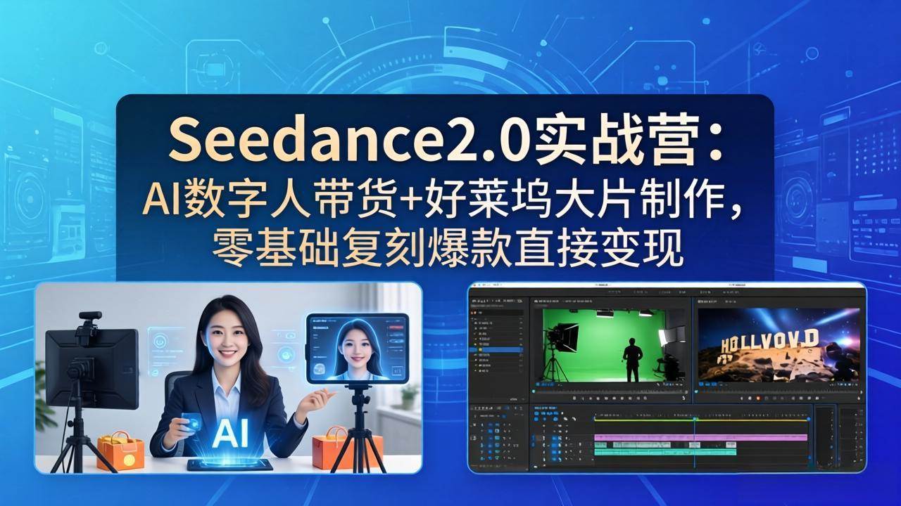 （18238期）Seedance2.0实战营：AI数字人带货+好莱坞大片制作，零基础复刻爆款直接变现-易创网