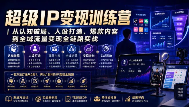 超级IP变现训练营｜从认知破局、人设打造、爆款内容到全域流量变现全链路实战-易创网