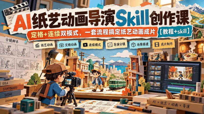 AI纸艺动画导演Skill创作课｜定格+连续双模式，一套流程搞定纸艺动画成片【教程+skill】-易创网