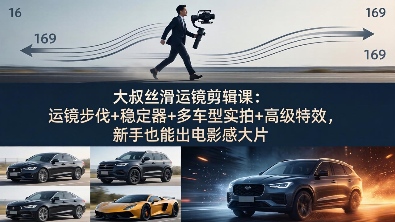 大叔丝滑运镜剪辑课：运镜步伐+稳定器+多车型实拍+高级特效，新手也能出电影感大片-易创网