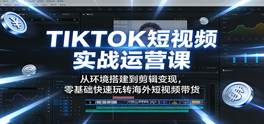TIKTOK短视频实战运营课：从环境搭建到剪辑变现，零基础快速玩转海外短视频带货-易创网