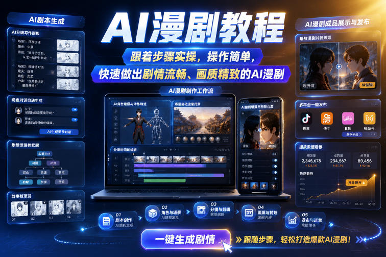 AI漫剧教程，跟着步骤实操，操作简单，快速做出剧情流畅、画质精致的AI漫剧-易创网
