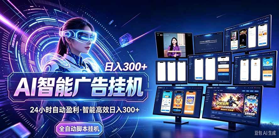 （20900期）24小时AI广告挂机｜在家就能做的被动副业-易创网