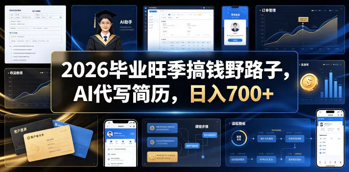 2026毕业旺季搞钱野路子，AI代写简历，日入700+【揭秘】-易创网