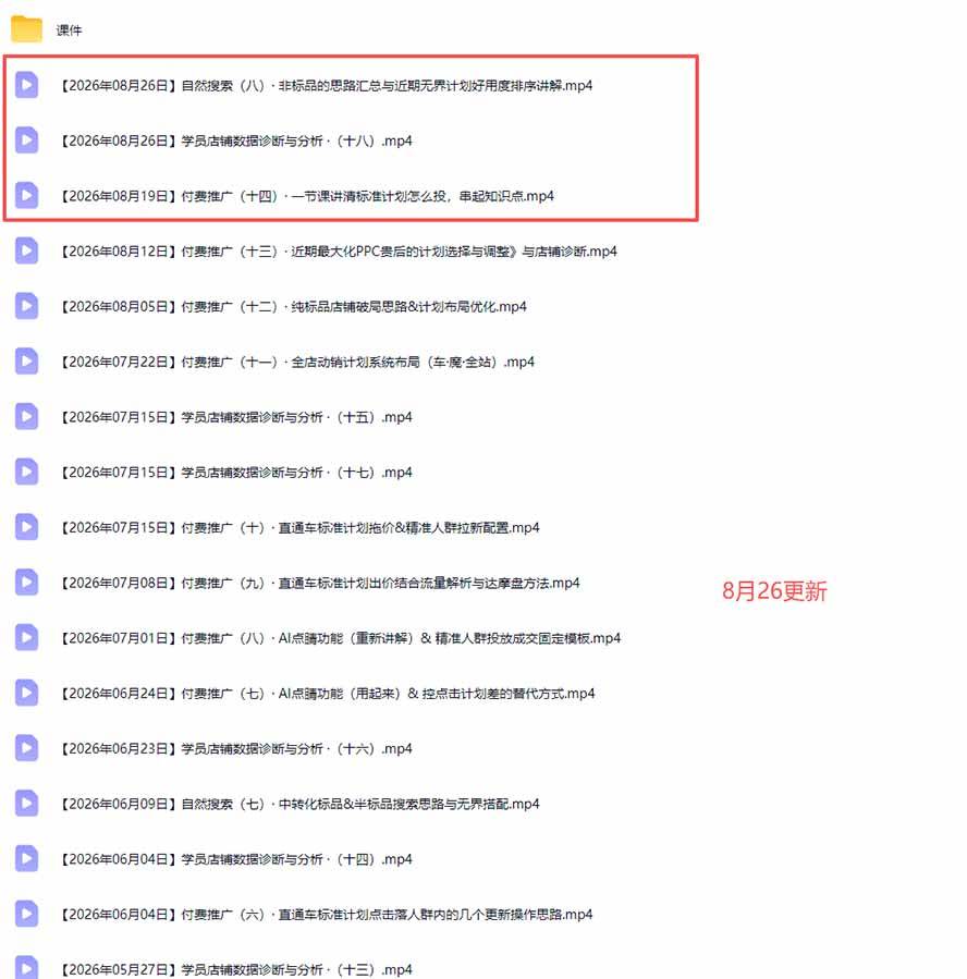 （20094期）2026淘宝电商终局之战VIP课-更新：自然搜索+直通车+无界+精准人群，系统掌握测款动销与全店推广布局方法-易创网